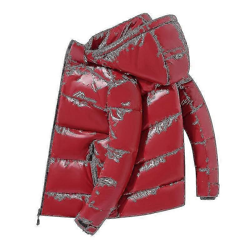 Shiny Down Jacket Men's Winter Jacket Stand Collar Down Jacket With Hood