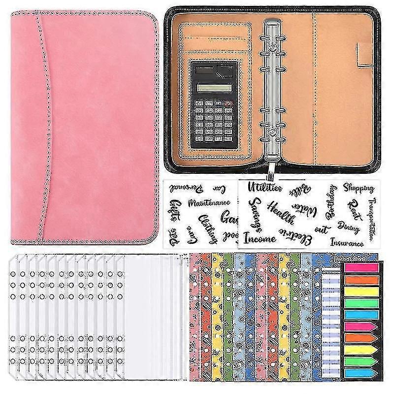 A6 Budget Planner With Calculator Zip Budget Binder (pink)