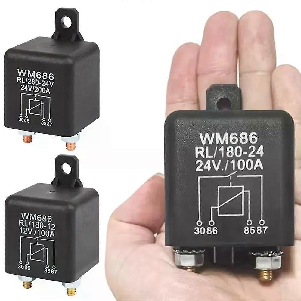 1pc Car High Current Car Relay Starting Relay 200A 100A 12V 24V Power Switch Automotive Heavy Current Alloy Contacts Start Relay