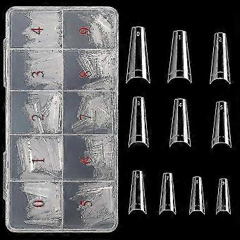 500pcs Clear Tips For Acrylic Nails 10 Sizes Half Cover False Nail