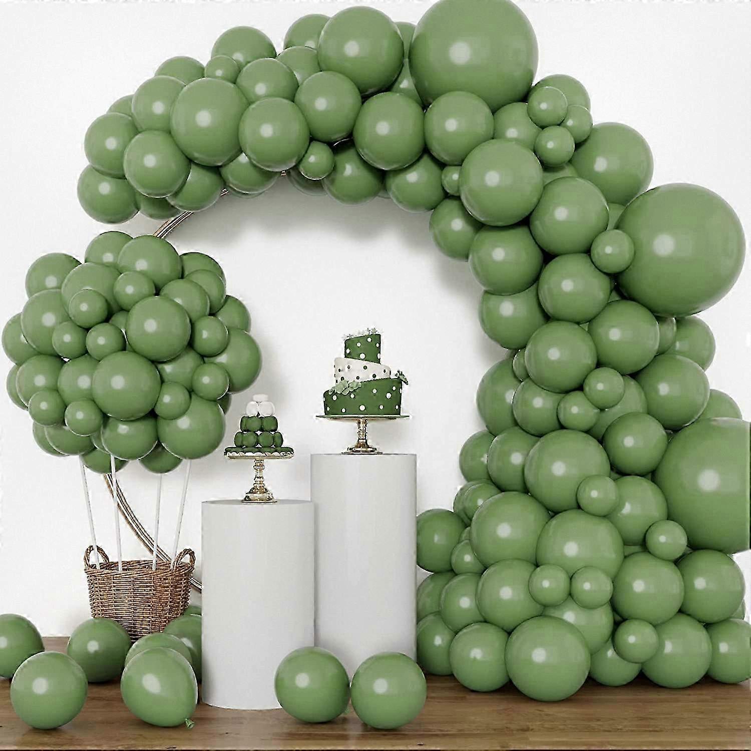 Sage Green Balloons Latex Balloons Set with 129 Pieces in Various Sizes 18, 12, 10, and 5 Inches for Olive Green Party Balloon Kit Suitable
