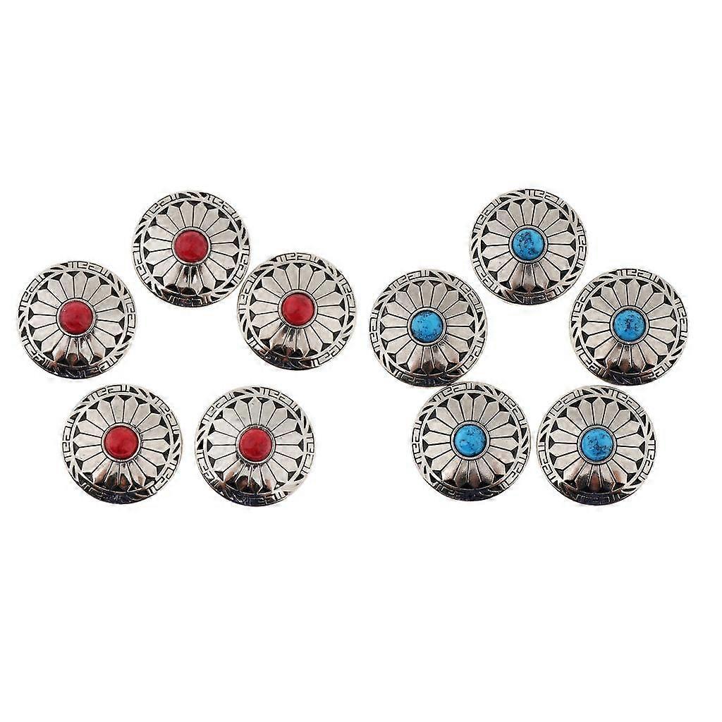 10 Pieces Round Flower Turquoise Buttons Screw Back for Bag Wallet Saddle