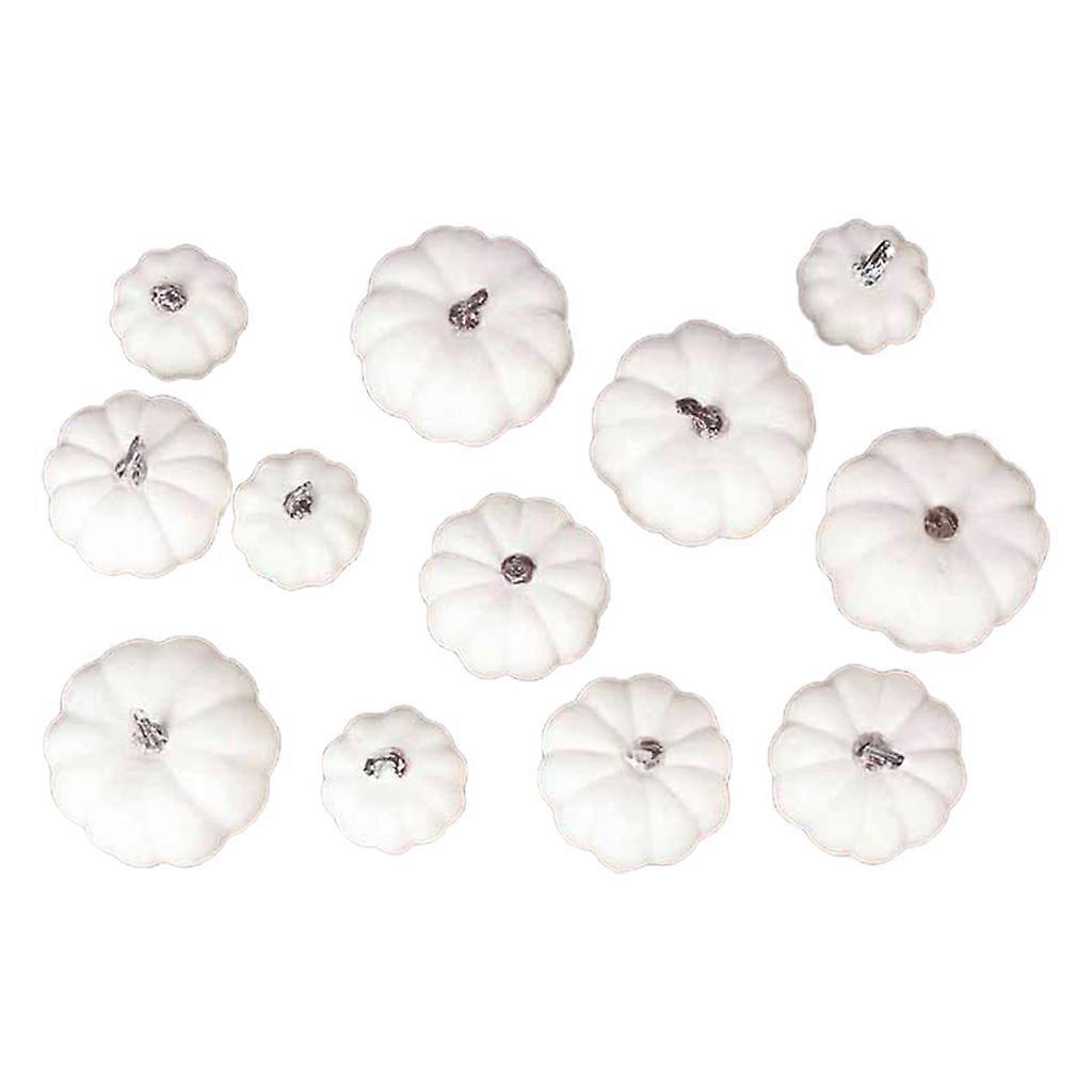 12Pcs Artificial Pumpkins Artificial White Pumpkins Assorted Size Pumpkin Decoration Artificial Pumpkin Decoration