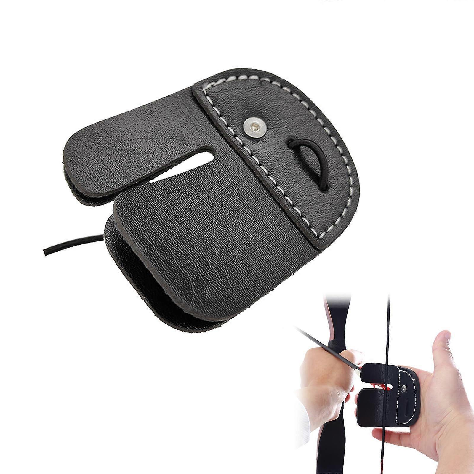 Archery Finger Tab Double Layer Protective Pad Black 1 Piece