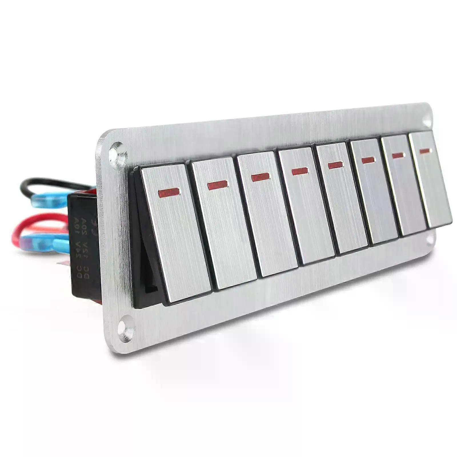 Aluminum Toggle Switch Panel LED Light Switch ON-OFF Rocker Switch ...