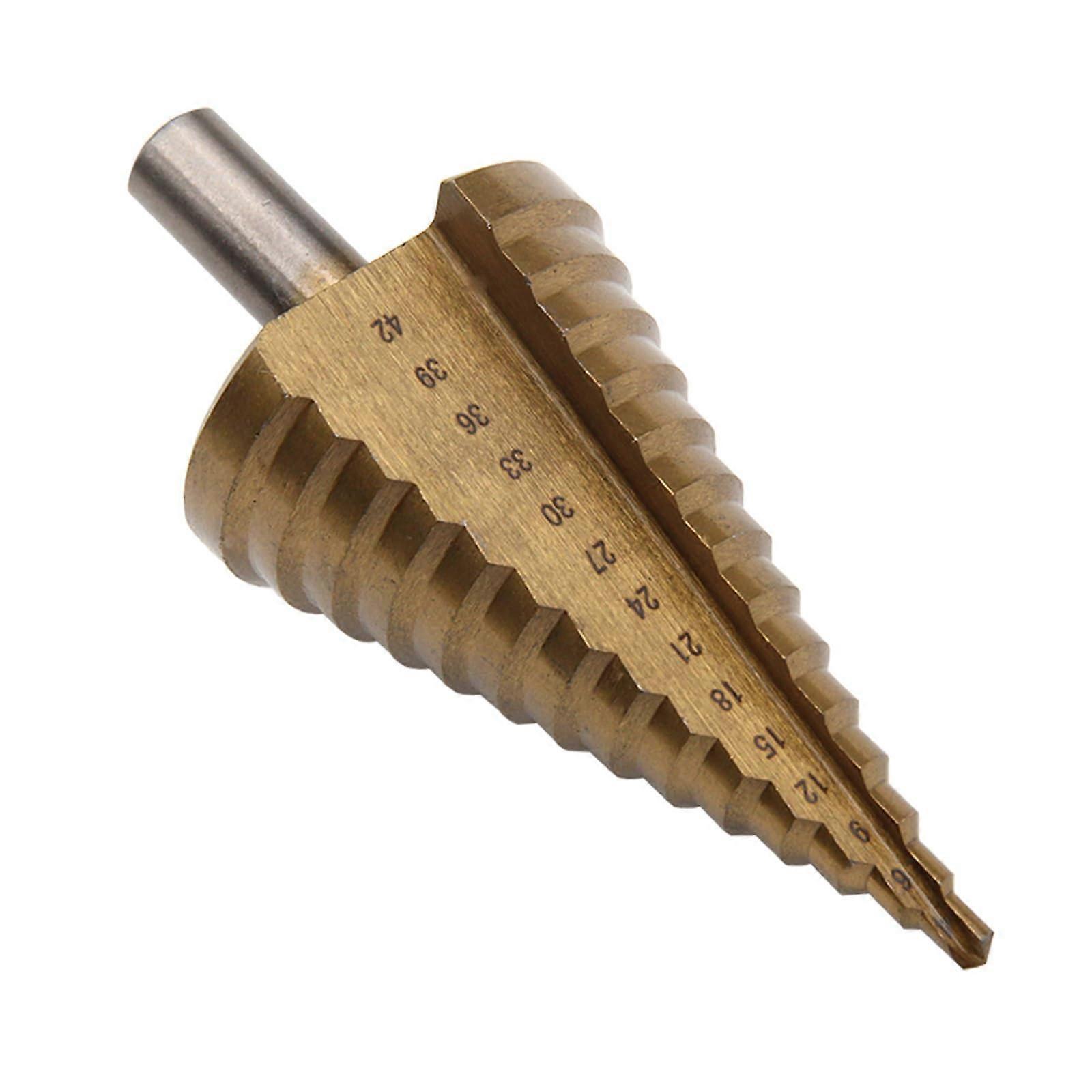 4mm-42mm HSS Step Drill Bit Titanium Coated for Woodworking Power Tools with Hex Shank