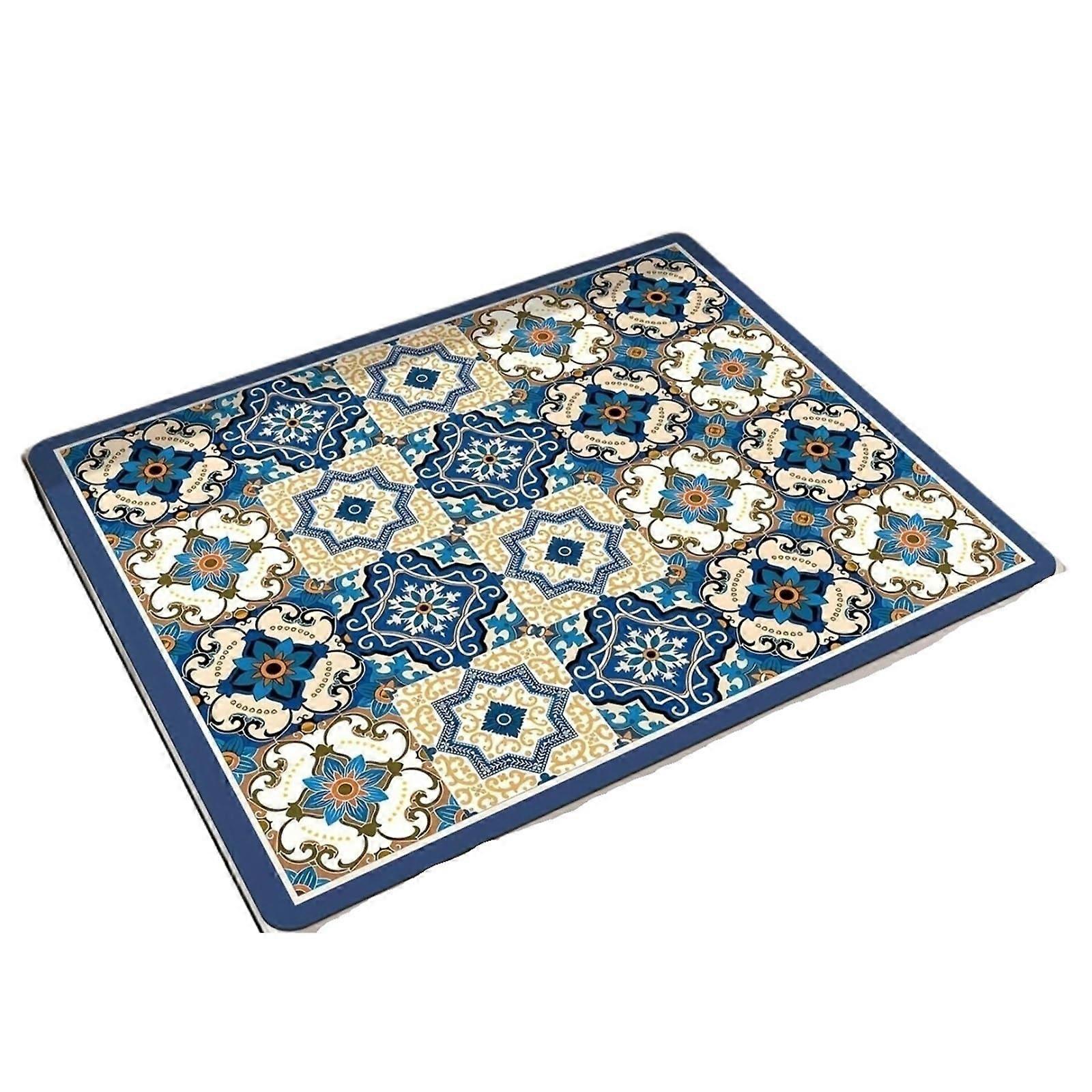 Vintage Checked Washing Machine Cover Pad, QuickDry Absorbent (Blue Plaid)