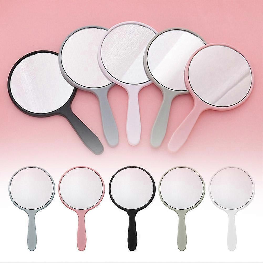 Pink (D)$Round mirror mini portable mirror handheld makeup mirror cute portable handle mirror printable