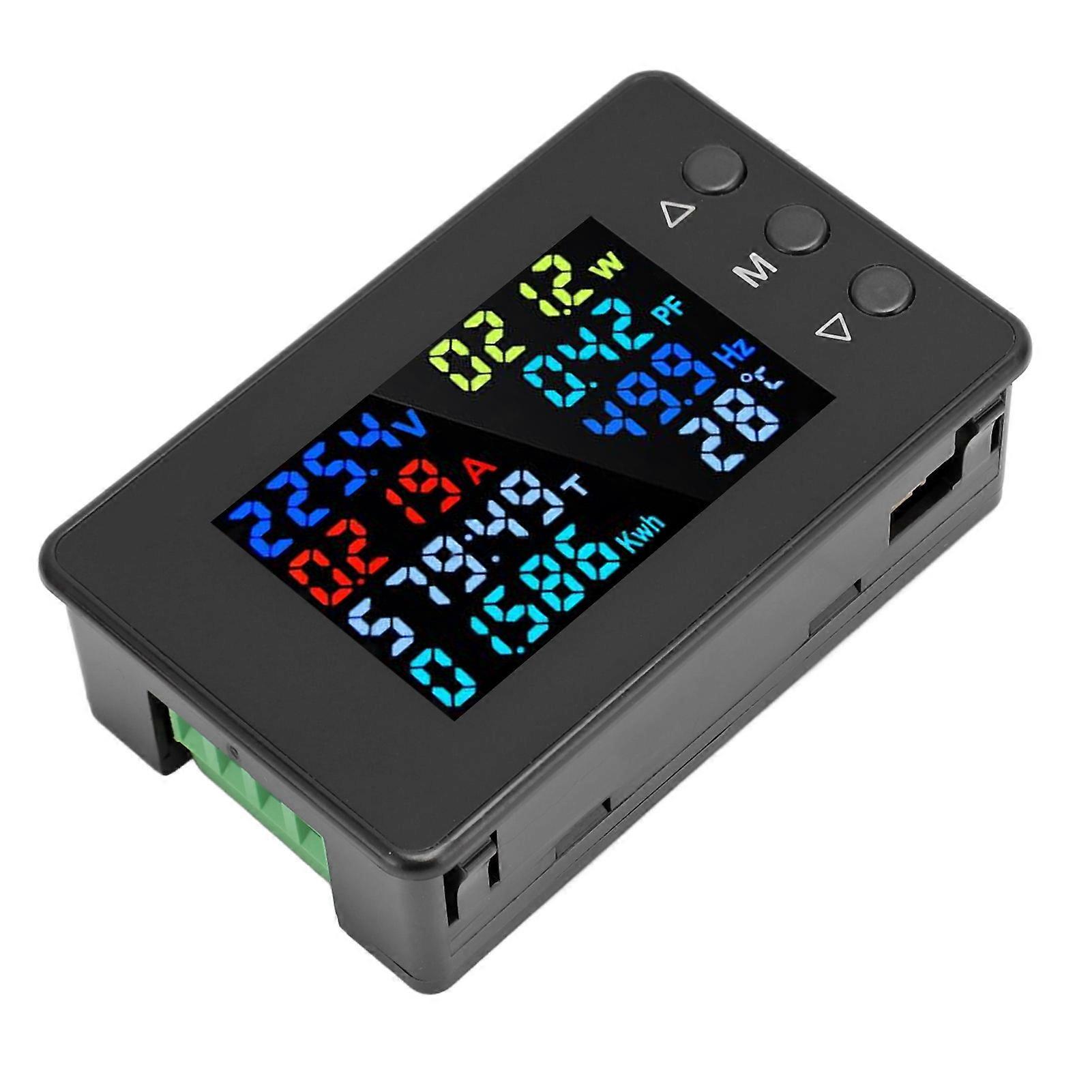 Digital Voltmeter Ammeter AC50‑300V 100A Full Viewing Angle Color LCD Display Voltage Amperage Detector Volt Amp Meter 