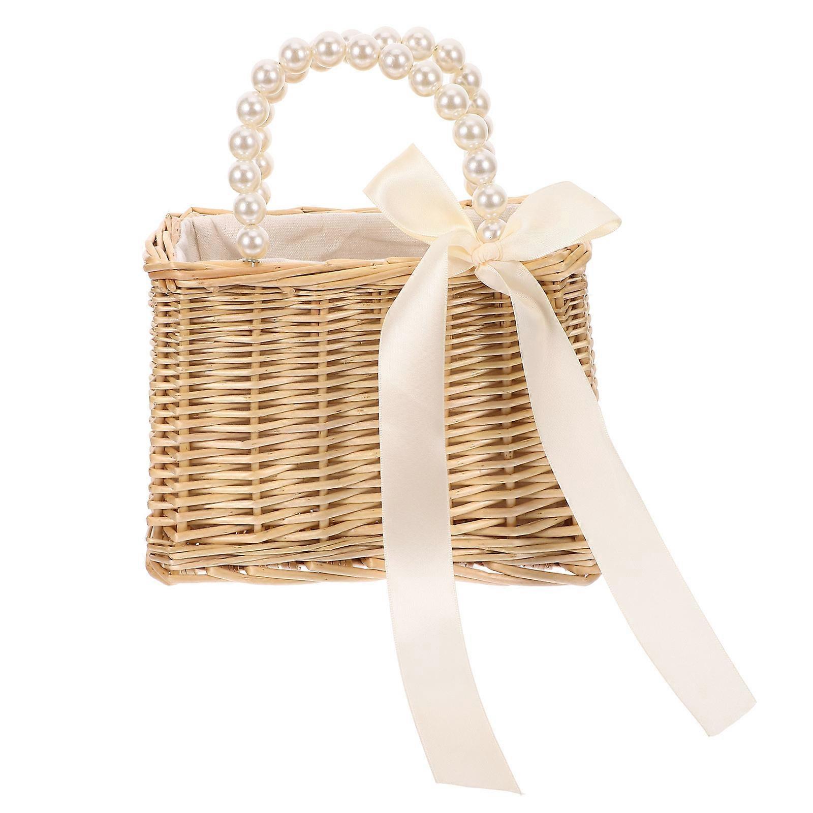 Here's a refined and professional product description for your **Portable Pearl Straw Handbag**:
### **Portable Pearl Straw Handbag for Women –