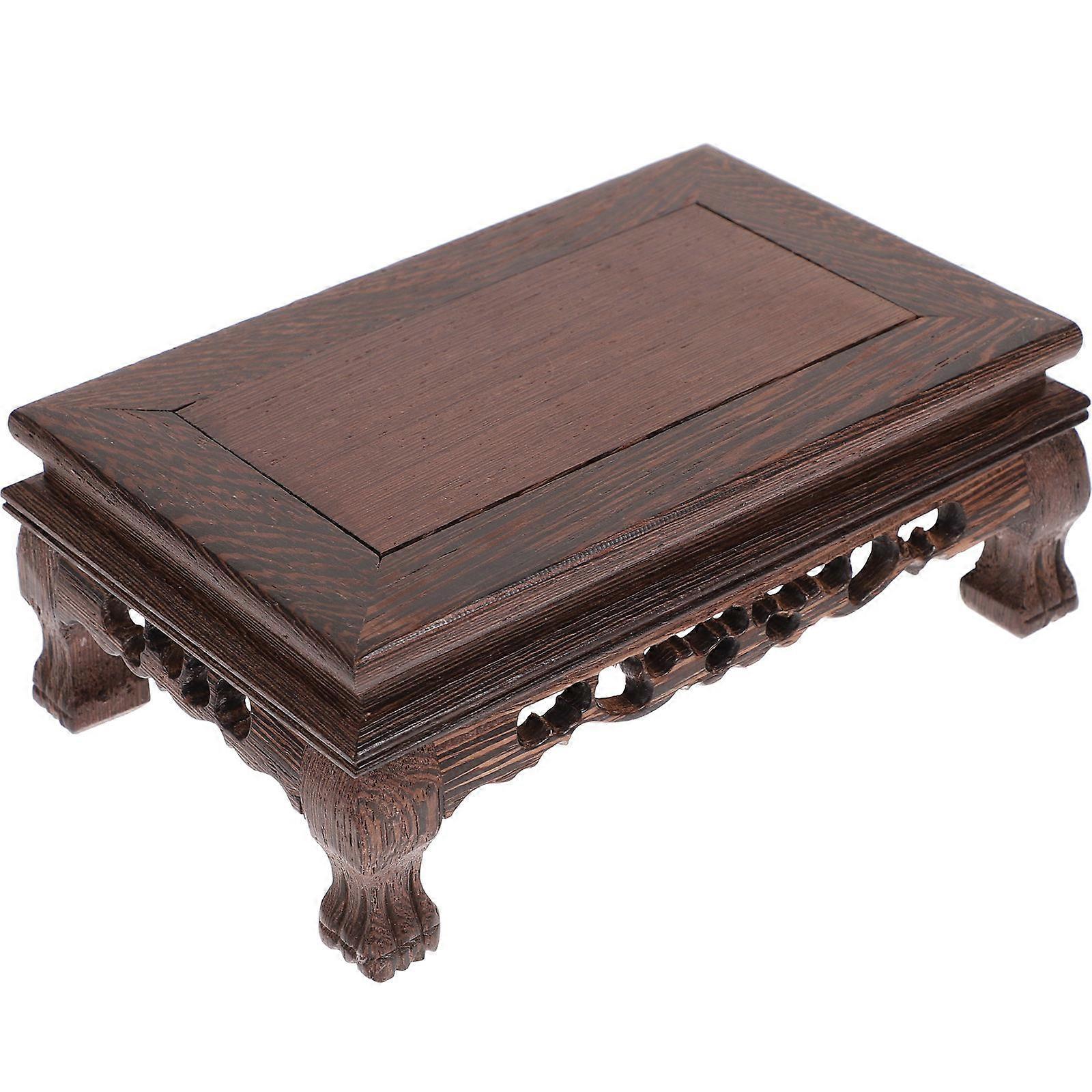 1pc Wooden Flowerpot Display Base Craft Statue Holder for Fish Tank