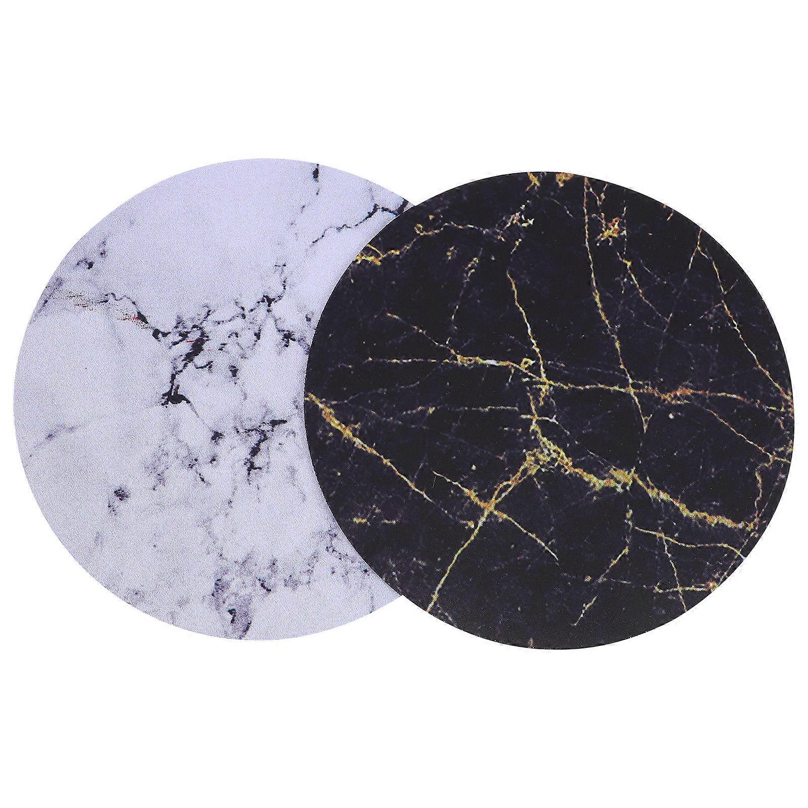 Marbling Design Mouse Pad Round 22X22CM Anti-Slip For General Users 2Pcs