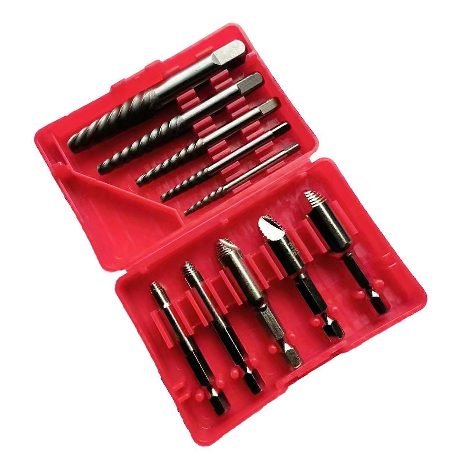 10pcs Broken Screw Extractor Drill Bit Set, Carbon Steel DoubleEnded Screw Removal Drill Bit, White