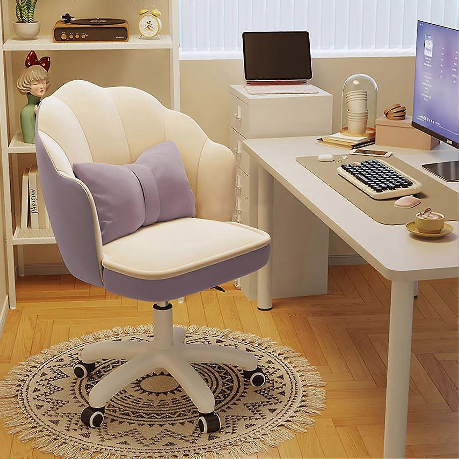 Plush Velvet Executive Chair Height Adjustable 360° Swivel Comfortable Fluffy Desk Chair for Home, Office or Dressing Table (Purple) Purple Medium