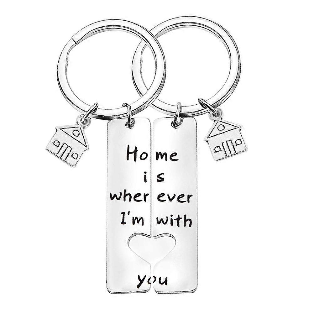 Couple Keychains Matching Keychains Decorative Pendant Keyring Daily Use Silver 8x4cm Key Organization 1Pair