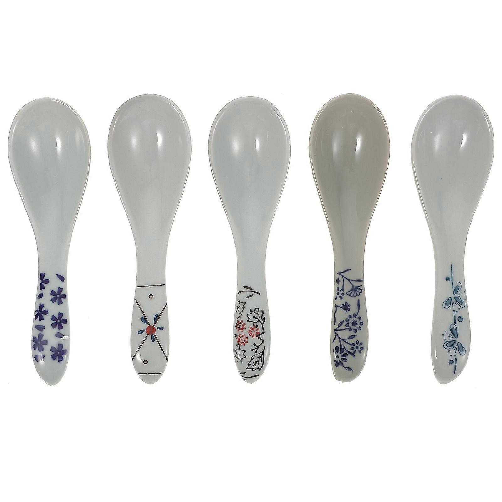 Serving Spoon Ceramic Soup Spoon For All Users Black 5Pcs