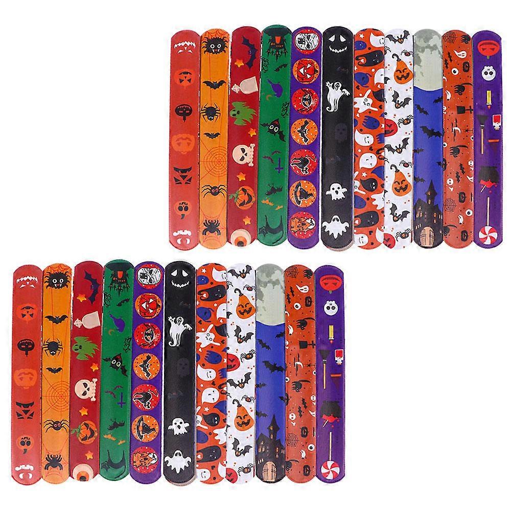 36pcs Halloween Slap Bracelets Random Styles Party Supplies Wristbands for Adults Halloween Games Themed Party Bag Fillers