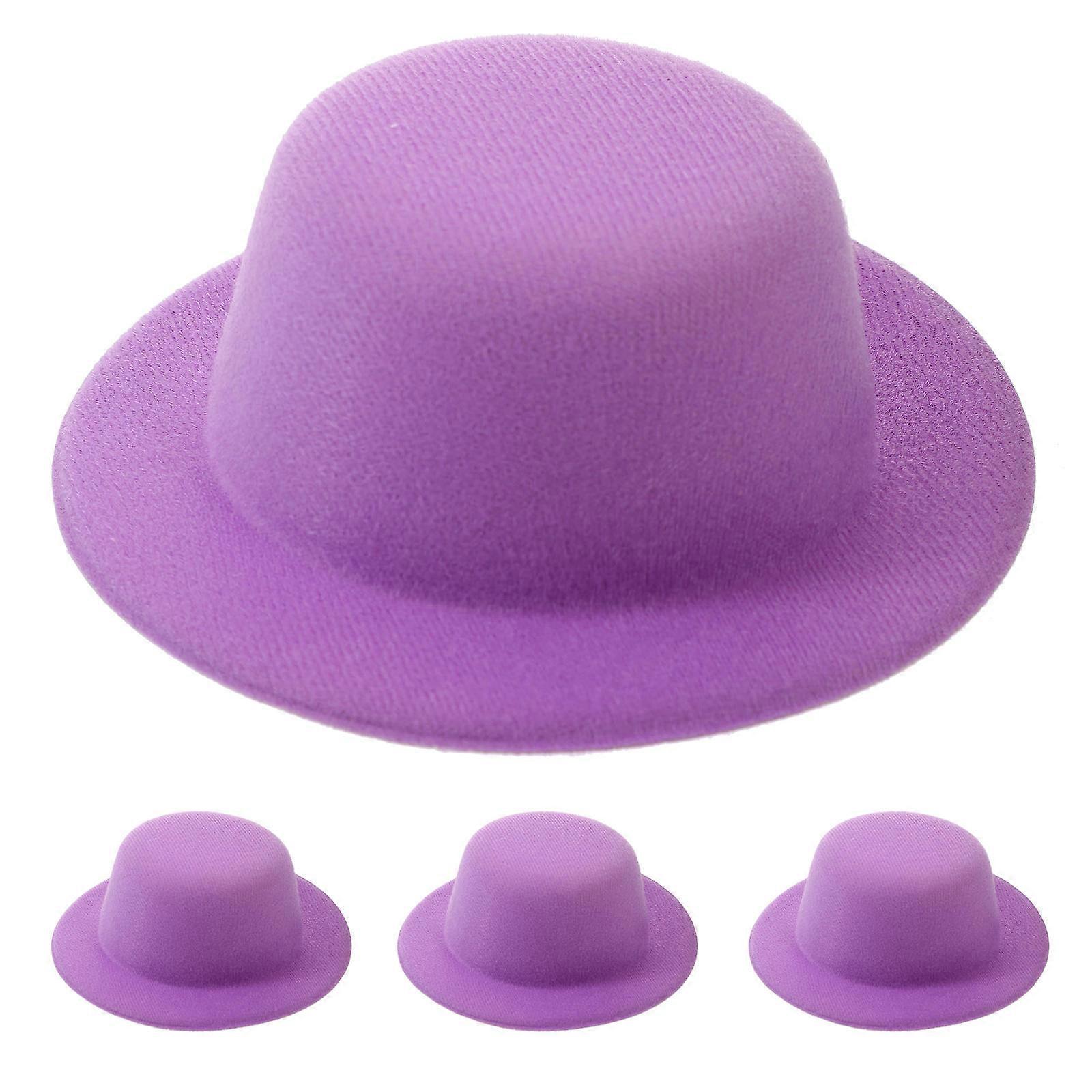 4pcs Miniature Hats for DIY Crafts, Lavender Purple Mini Hats for Dolls, Hair Accessories for Parties & Creative Projects
