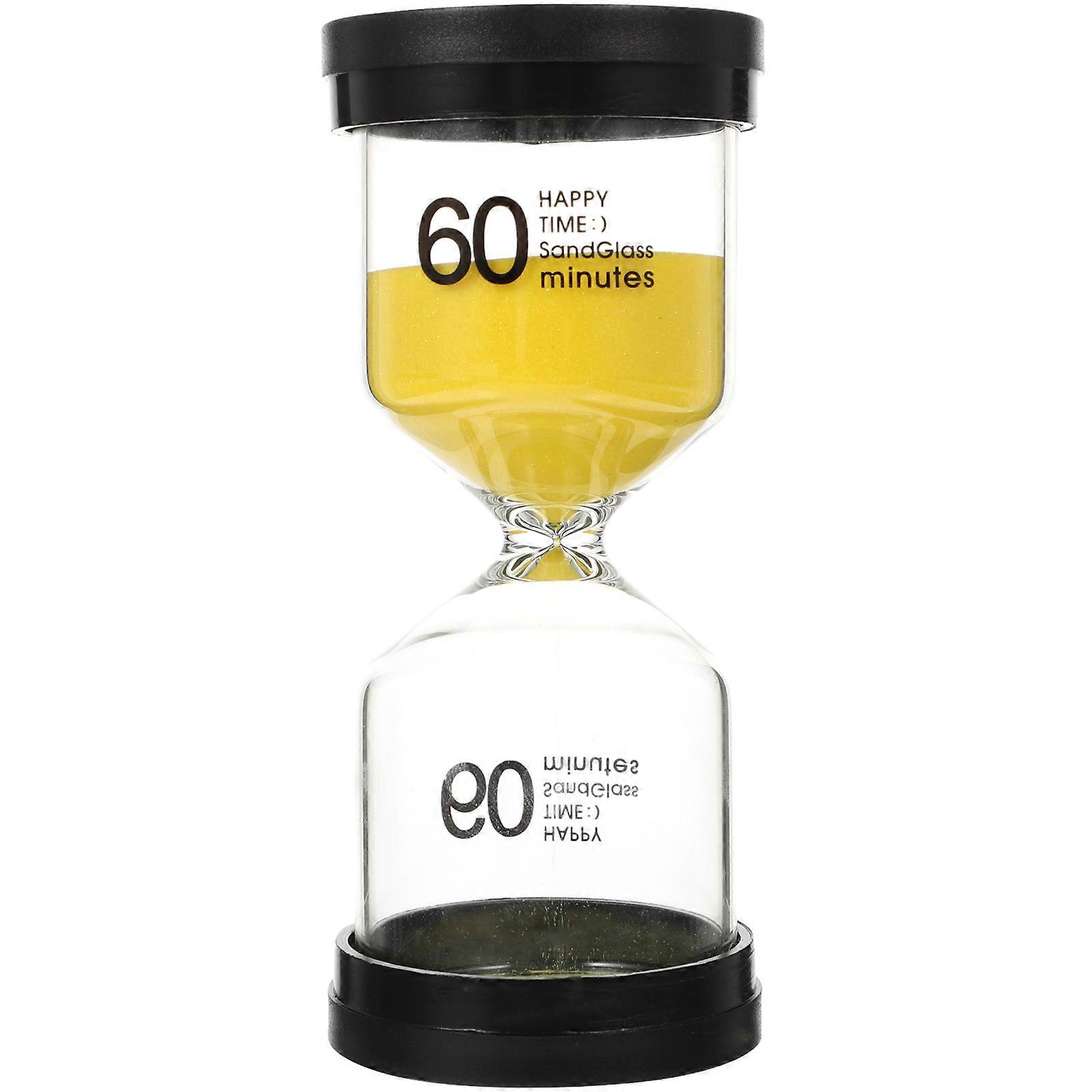 Yellow Timer with Black Cap – Decorative Hourglass for Cooking, Games, Office & Classroom – Reusable Practical Gift & Home Decoration