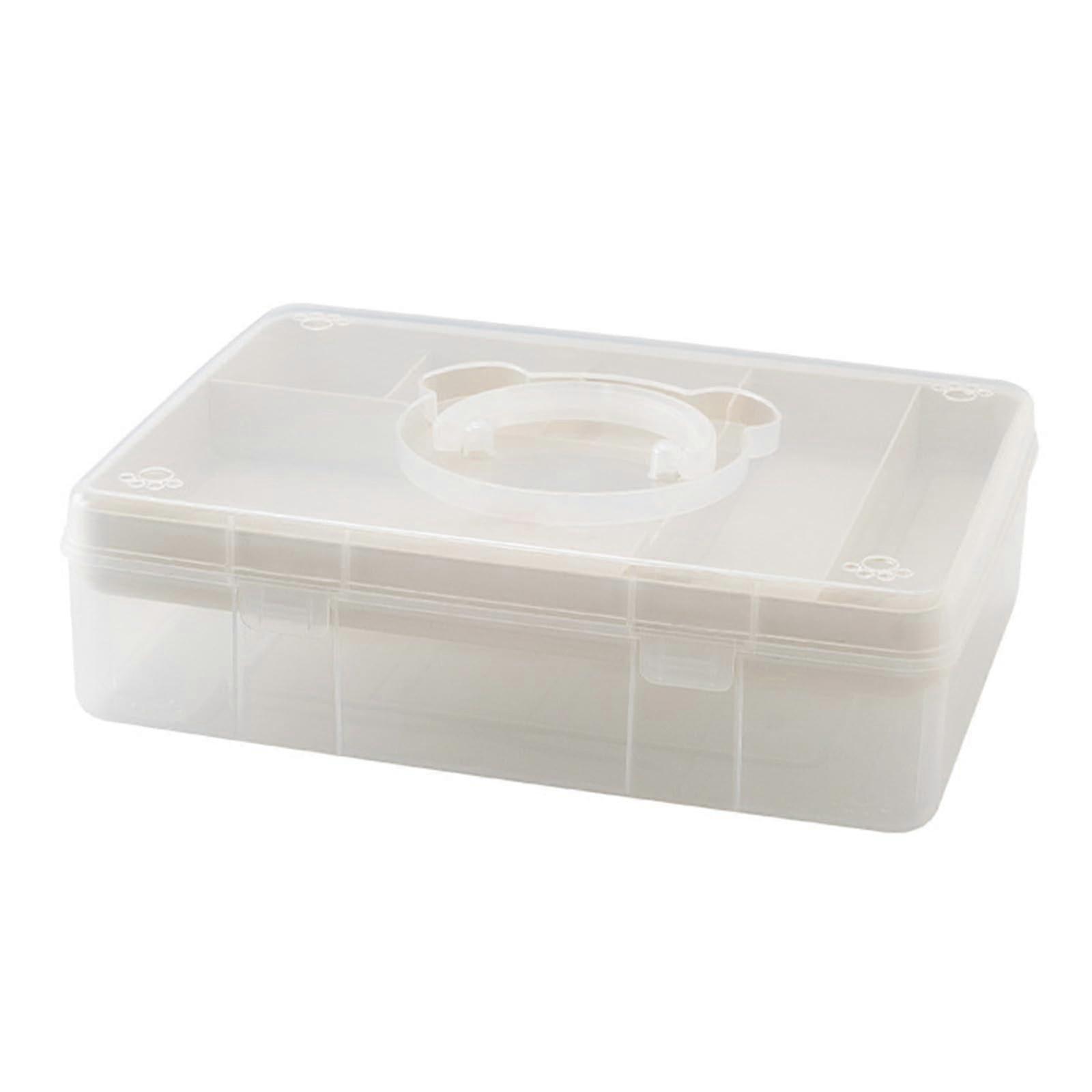 Double Layer Stackable Carry Box Clear Organiser Storage Box With Handle For Stationery, Scrapbooking, Art Craft