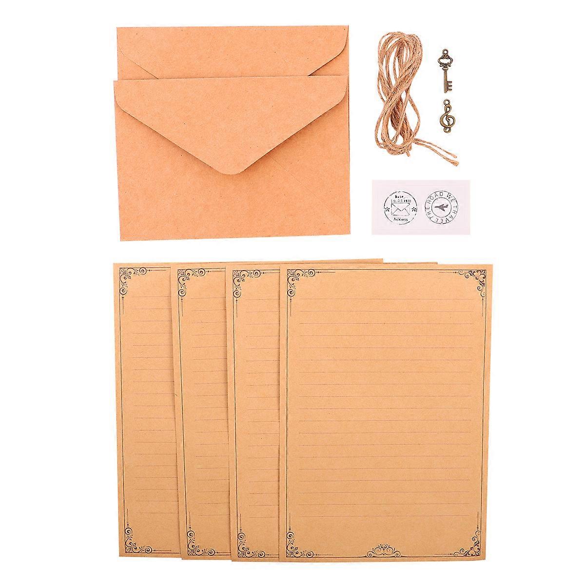 Retro Letter Writing Paper Set with Envelopes, Handmade Stationery with Floral Patterns for Valentine's Day & Special Occasions