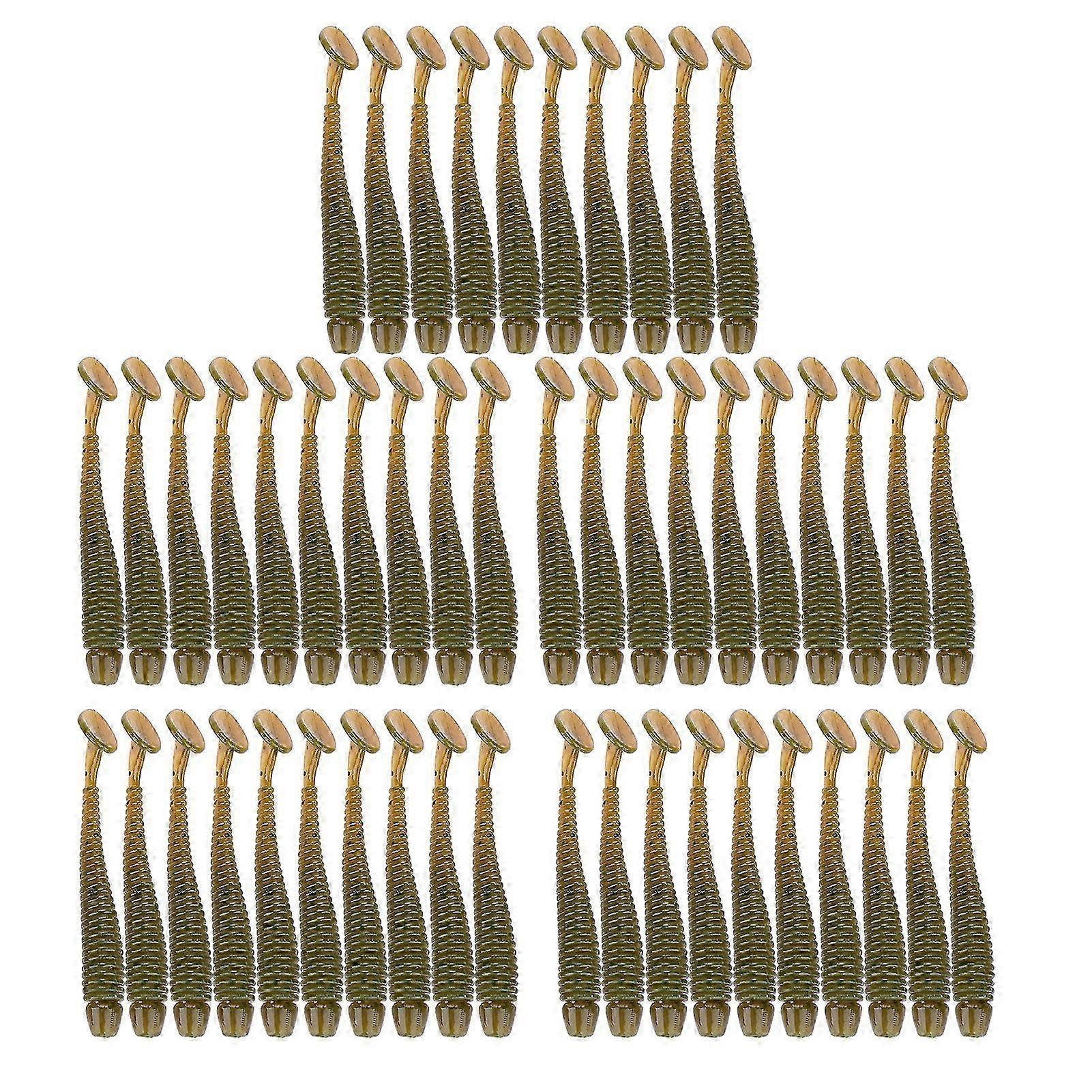 50pcs 5cm רך פלסטיק דיג פיתיונות זנב T פתיונות תולעת Grub דגים להתמודד עם אביזר שחור