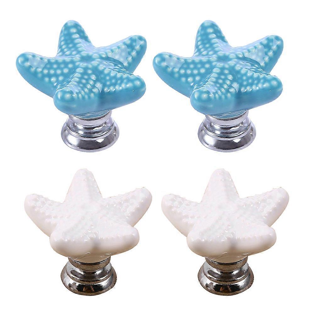 4pcs Door Knobs Durable Pull Handle Creative Drawer Knobs White Sky Blue