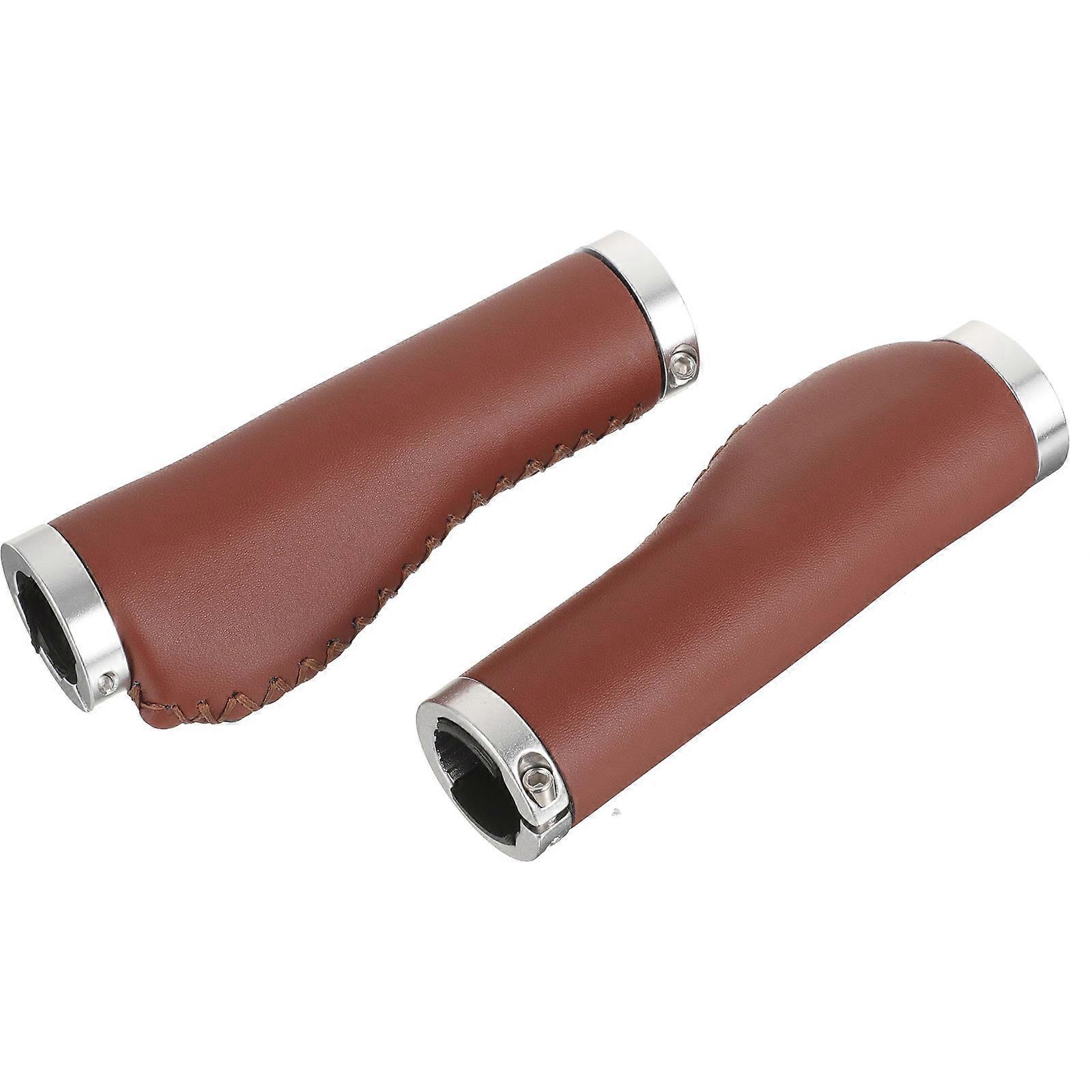 Handlebar Grips for Bike PU Leather Plastic Material Ergonomic Handlebar Grips Mountain Biking 2Pcs