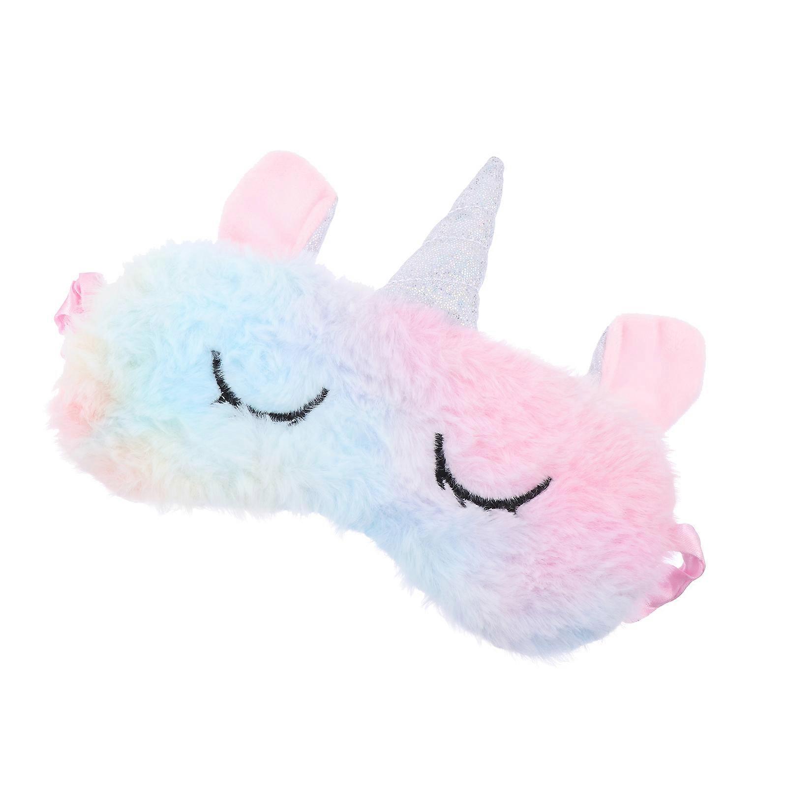 Cartoon Unicorn Plush Eye Mask – Soft Light Blocking Eye Shade for Travel, Sleep & Home Use – Comfortable Elastic Design for Naps and Relaxation