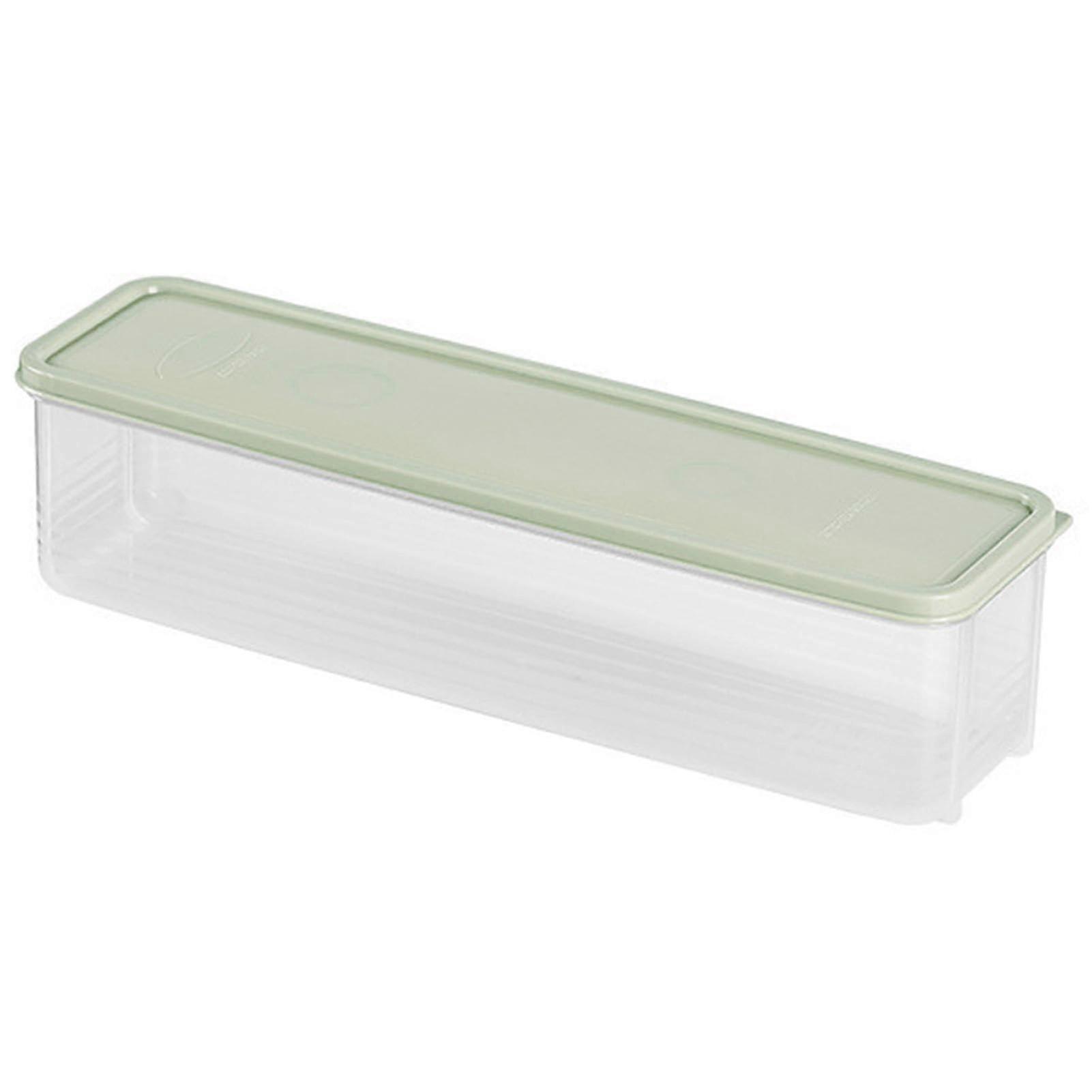 Spaghetti Container Clear Rectangular Pasta Storage Stackable Fridge Box White / Green