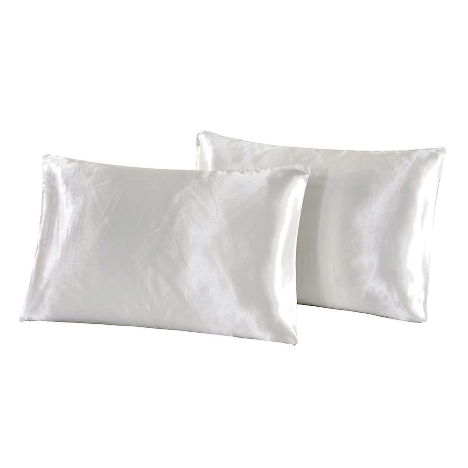 1 Piece Large Satin Silk Pillowcase Home Bedding Pillow Rectangle (Color : White, Size : 5176cm) 5176cm White