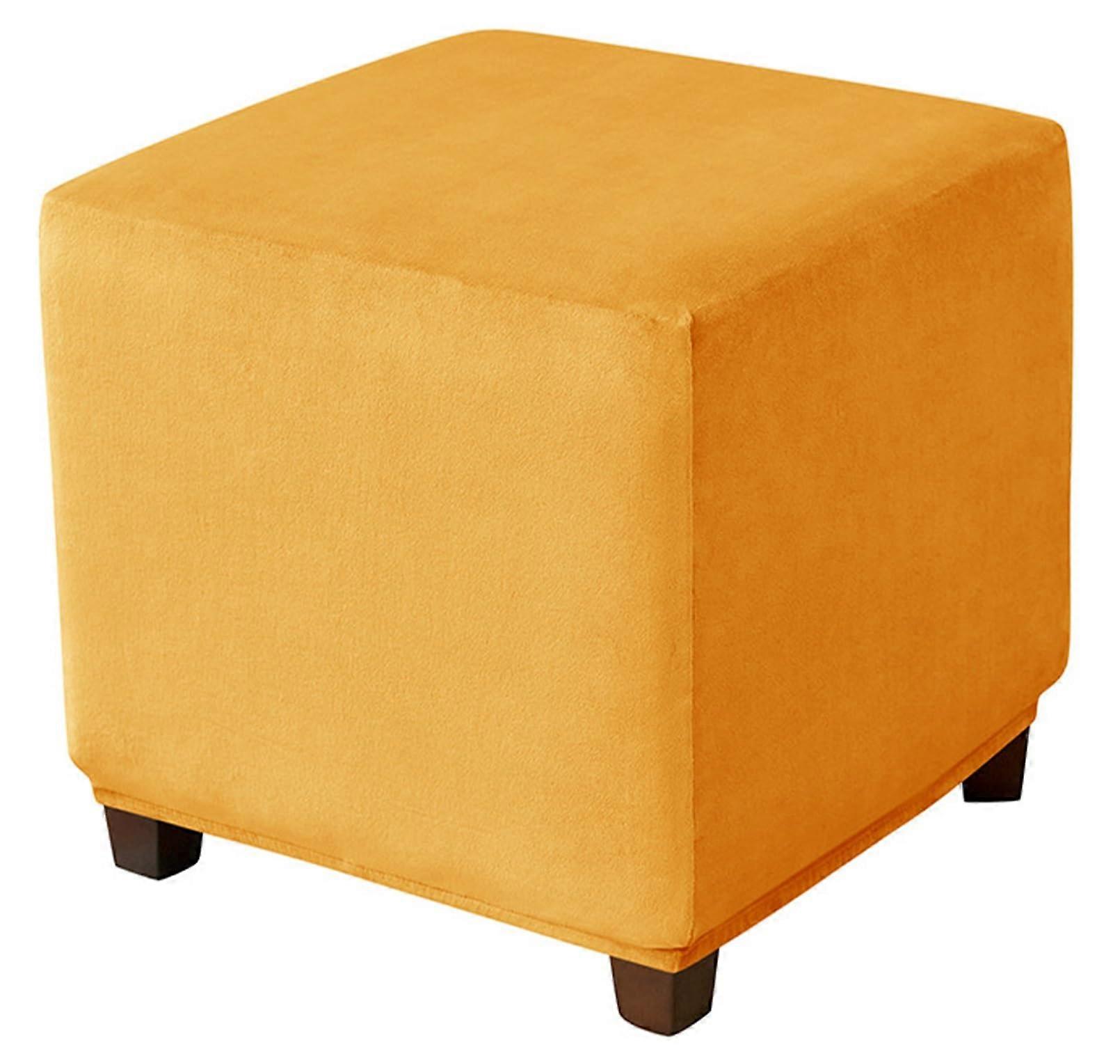 Hocker cover with elastic bottom, stretch stool cover rectangular, polyester (Gold)