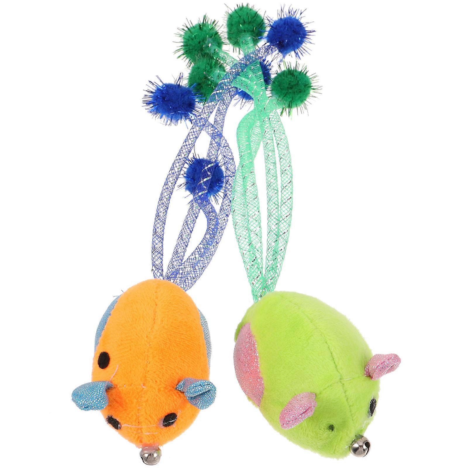 עכברים חתול צעצוע חתלתול קטיפה צעצועי עכבר בצורת חתול צעצוע כתום 7.86X1.97X1.97 אינץ' 2 יחידות