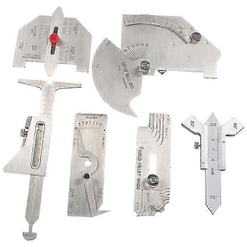 6Pcs Welding Gauge Weld Inspection Gauge Weld Seam / Round Corner / Crown Test Size Ruler Angle Measurement Kit Combination Set