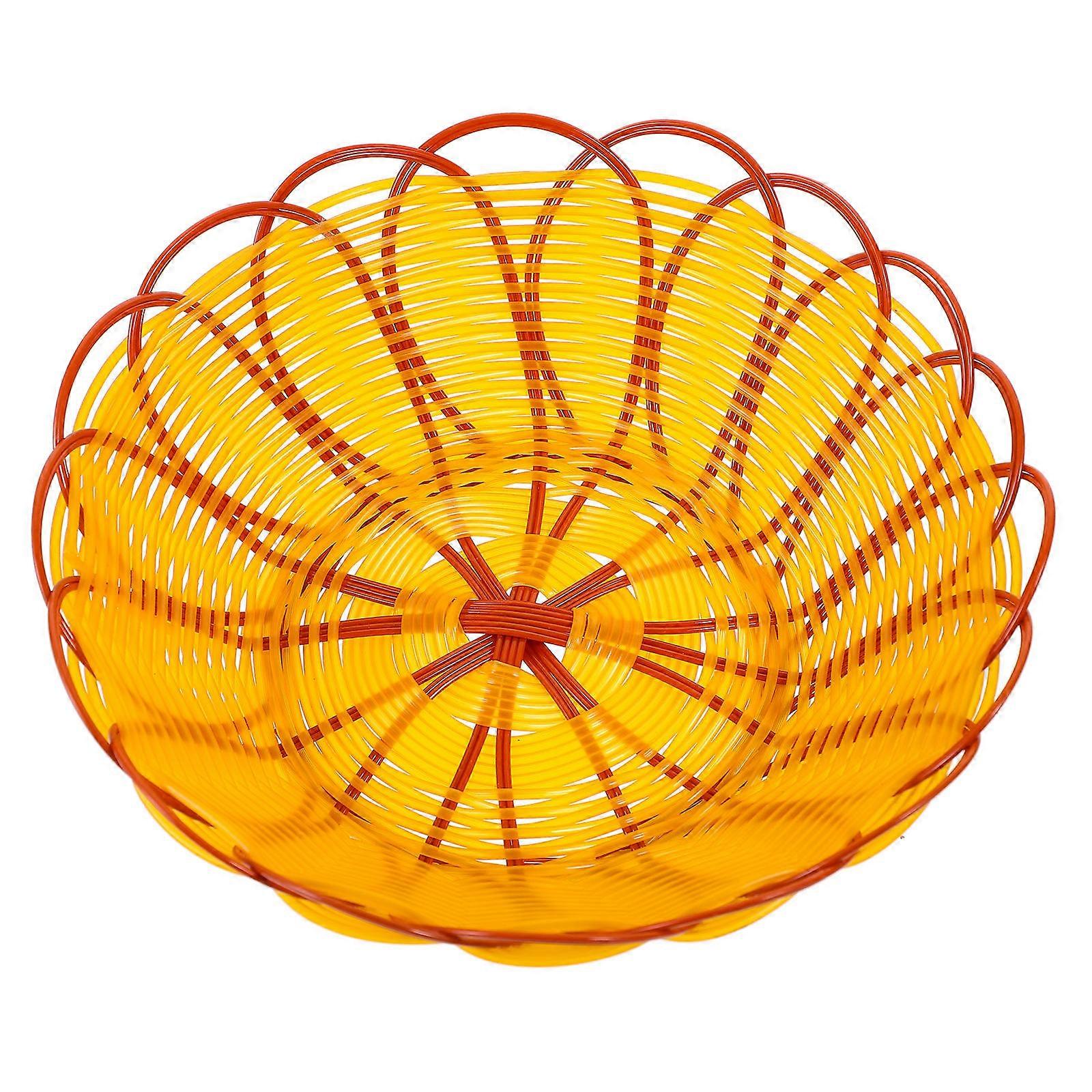 Covered Snack Basket Simulated Rattan Storage Baskets Khaki 7.66X7.66X2.55in 1Pcs
