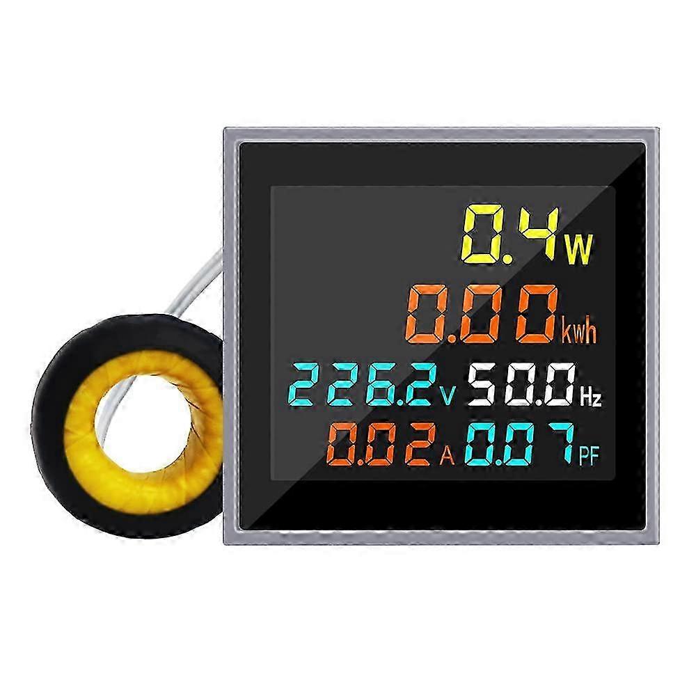 Mini AC Energy Meter 1 Phase 110V 220V 100A Voltmeter Ammeter Wattmeter Frequency Tester HD LCD Display Power Factor Monitor