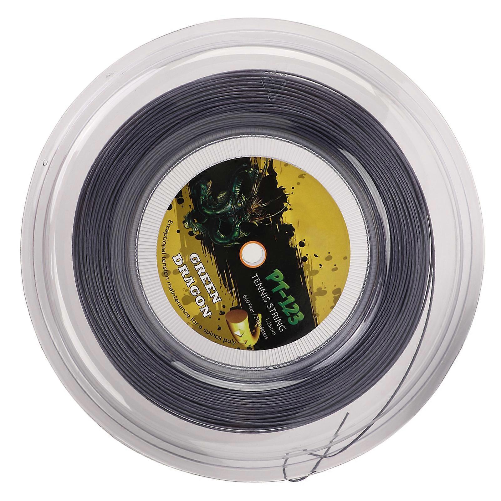 1.25mm Tennis Racket String Double Ribbed Pattern Beat Resistant Polyester Tennis String for Teenager 200M Silver Gray 