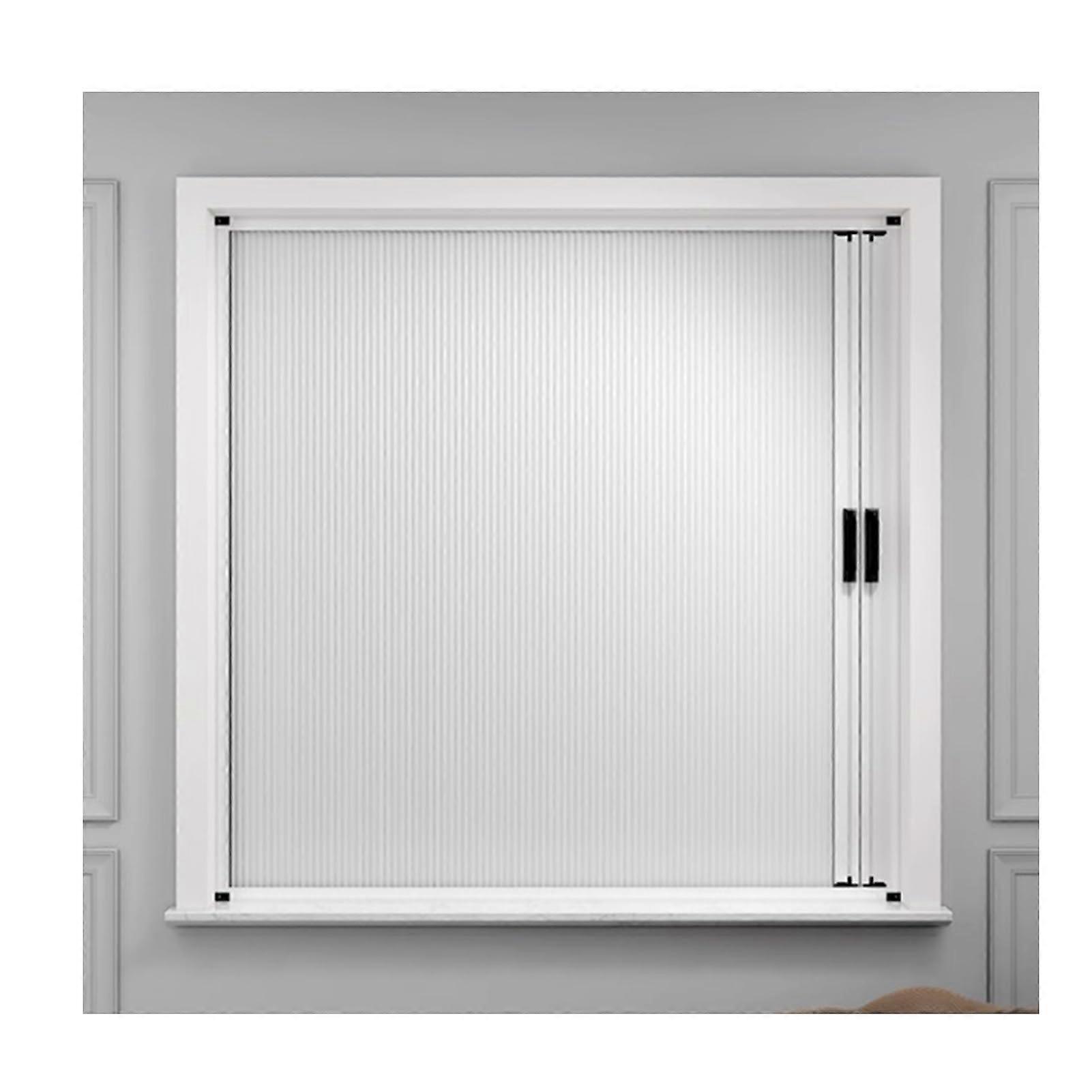 Retractable sliding door with barn panels for cabinets, blackout pleated window (40X100CM) brown