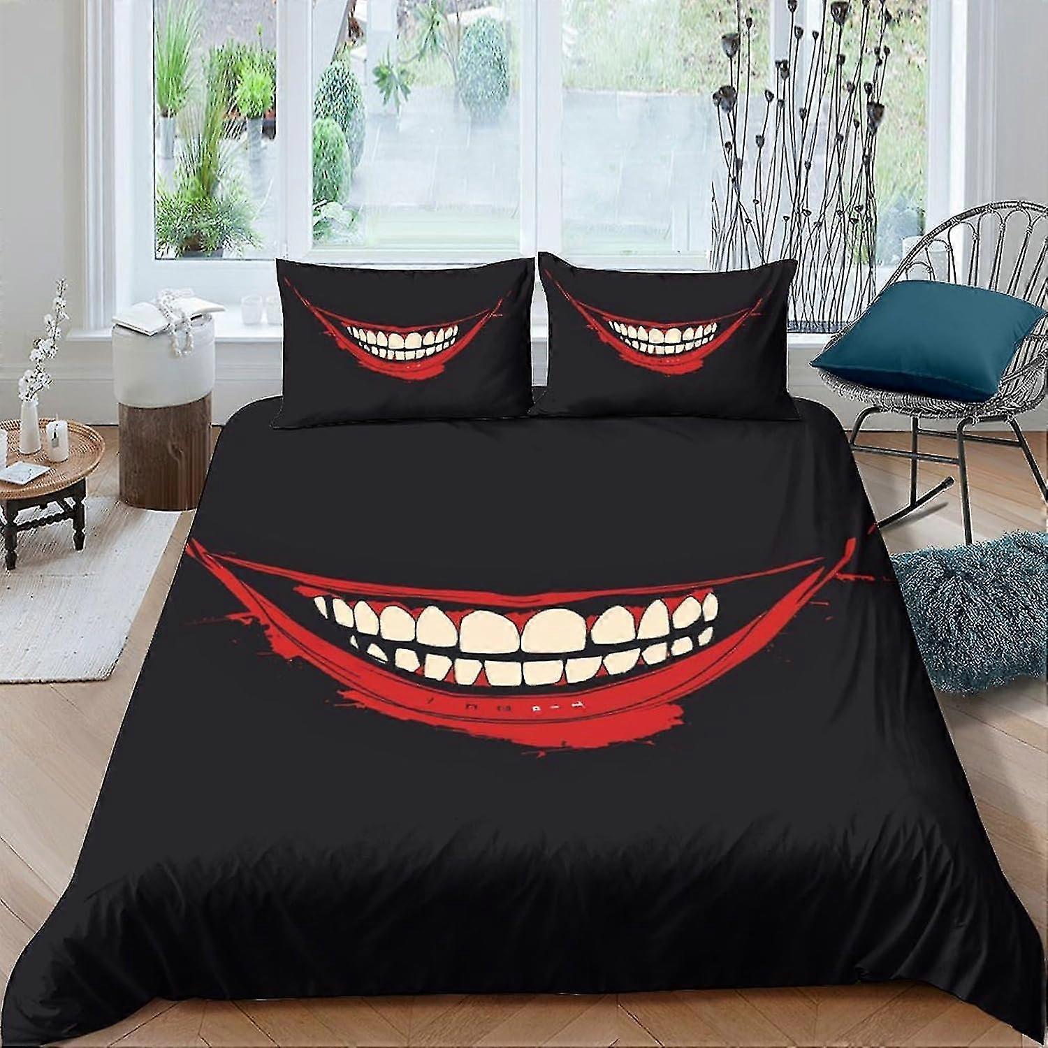 Joker 3D Print Theme Quilt Cover Comforter Set for Teens and Adults with Pillow Cases and Zipper Closure Soft