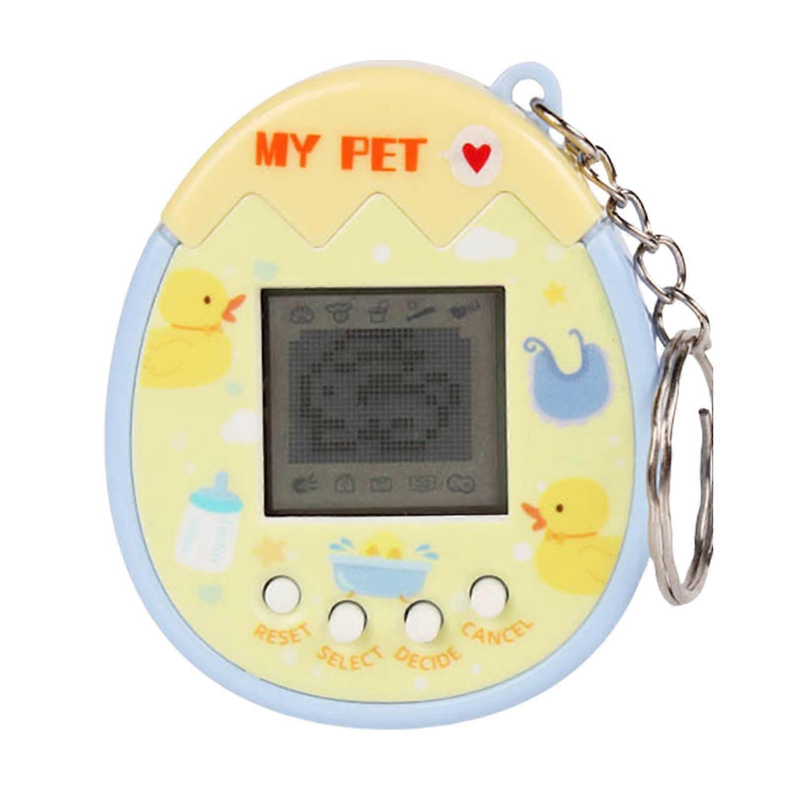 Electronic Pet Play Machine with Key Ring, Retro Handheld Console, Mini Digital Pet Game in Yellow, Portable Keychain Toy