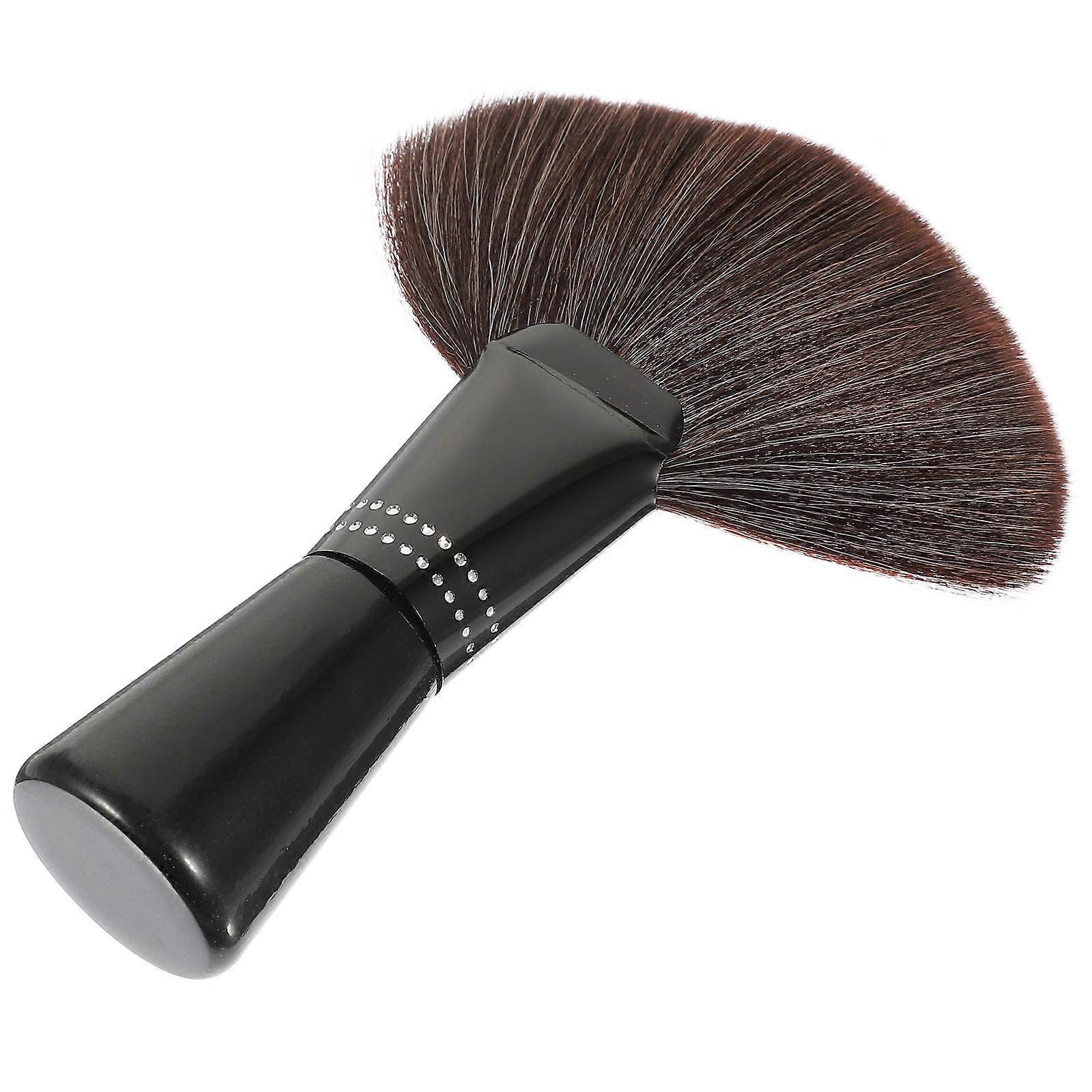 Multi-Functional Face Brush Fan Shape Nylon Bristles Makeup Acrylic Rhinestone Alloy Handle For Daily Use 6.5x1.6x6.3in Blending 1Pcs