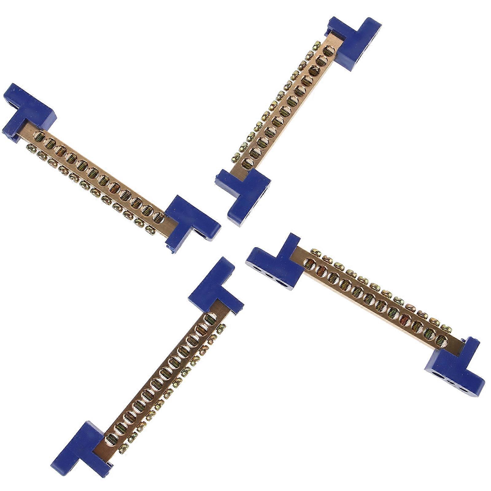 Copper Grounding Rod Kit Copper Ground Bars Wire Connection 4Pcs Blue Rectangular Conductivity Prevent Loose Wires