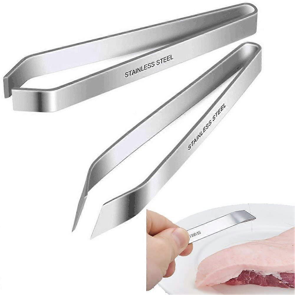 Fish Bone Tweezers 2 Pieces Stainless Steel Bone Remover Featherzer for Removing Fish Bones to Pull Out Chicken Feathers
