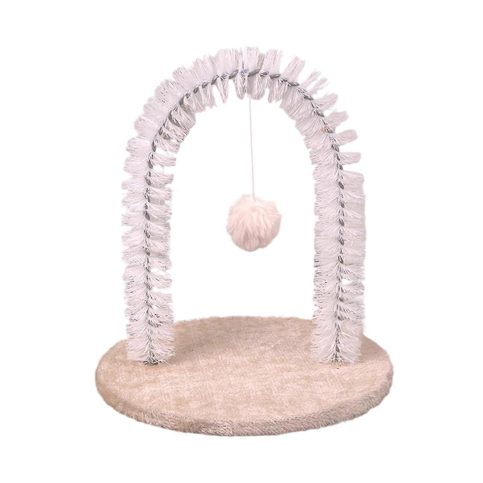 Cat grooming, back scratcher massage brush Arcshaped rubbing post for small breeds cream