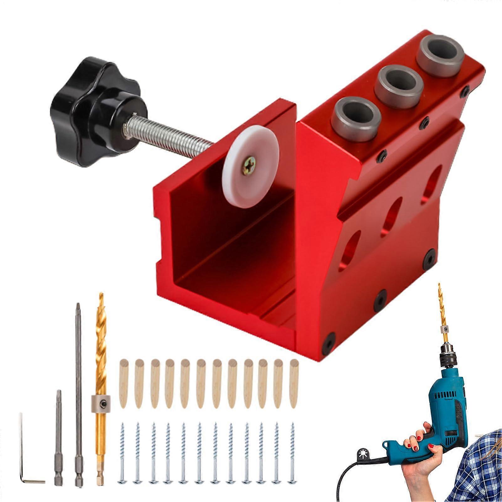 Pocket Hole Jig Set With Clamp System And Drill Guide For Precision Cabinetry 1/2 Inch And 3/8 Inch Compatible