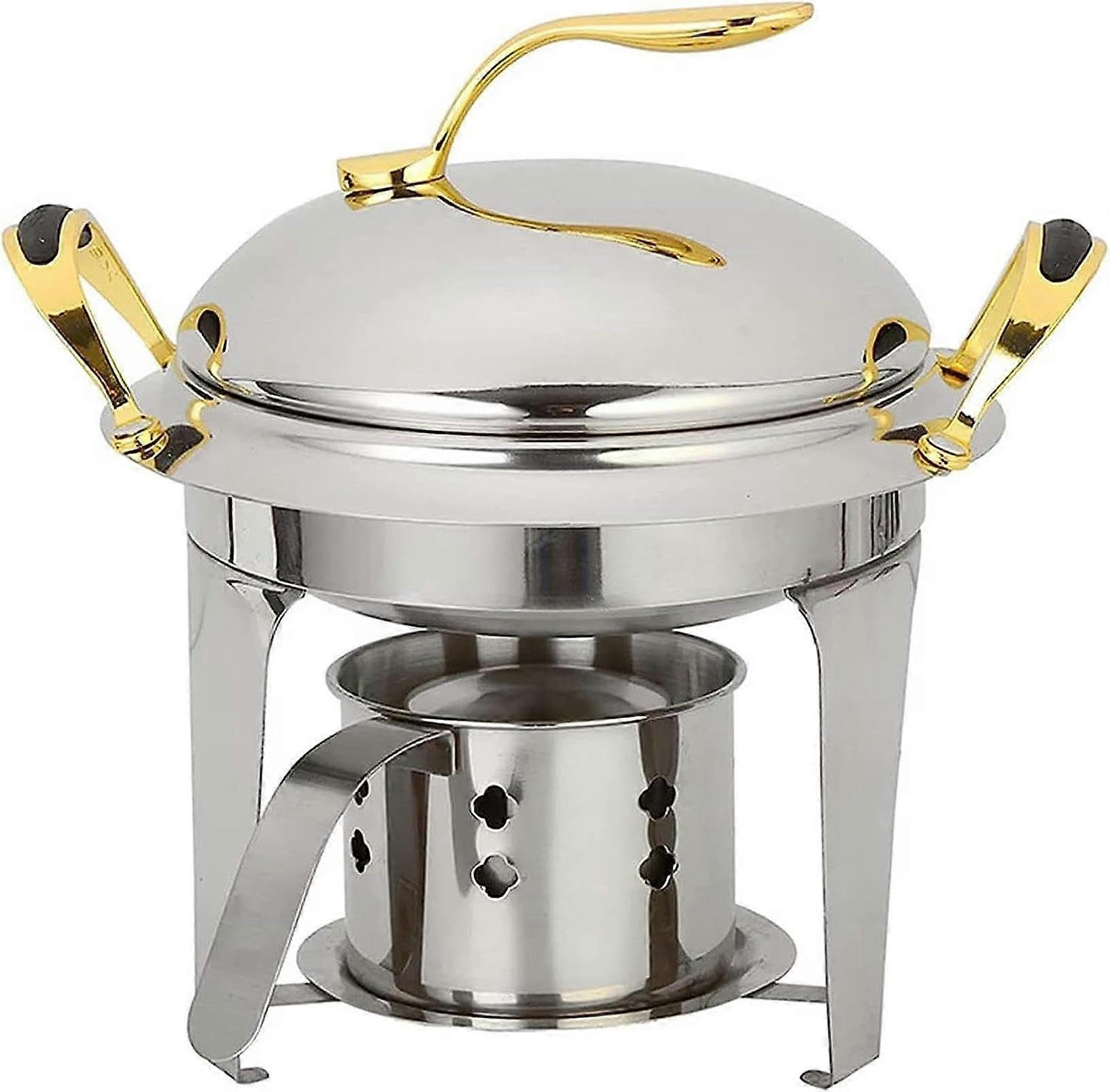 Stainless Steel Chafing Dish for Household, Round Buffet Catering Set with Pan, Lid
