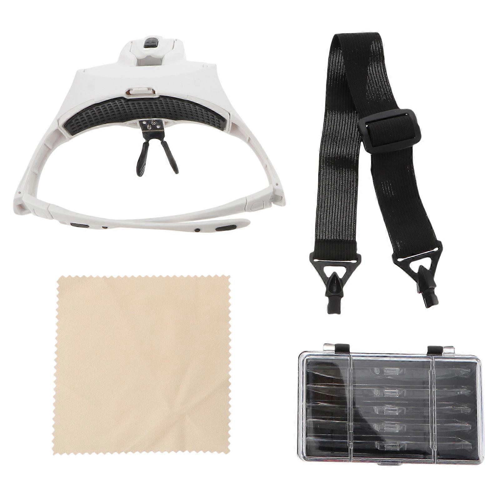 Jewelry Repair Magnifier Head-Mounted Led Light For Maintenance Magnification Hands-Free Operation 21.5X14.5Cm 1Set