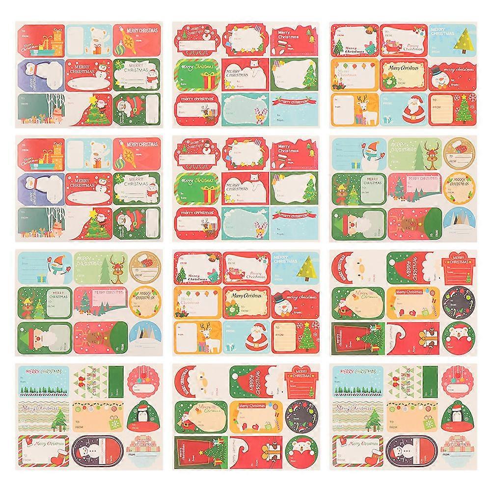 Present Stickers Self-Adhesive Envelope Stickers present Decals For Christmas Decorations Assorted Color Rectangular 12 Sheets