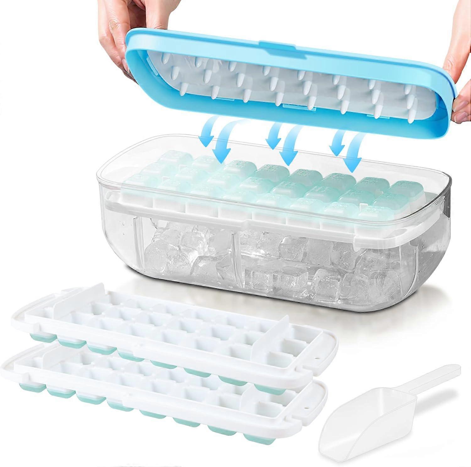 AURA Ice Cube Tray with lid, Food-Grade Silicone Ice Cube Moulds, Release All Ice Cubes in One Second, Reusable 48 Ice Cube Tray