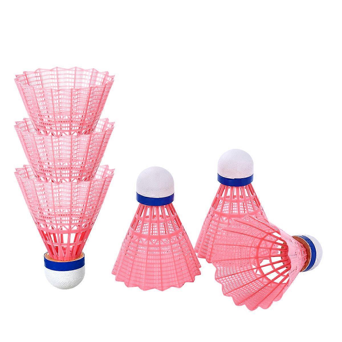 Pink Badminton Shuttlecocks for Playing Made of Durable Plastic Suitable for Outdoor Activities 6pcs